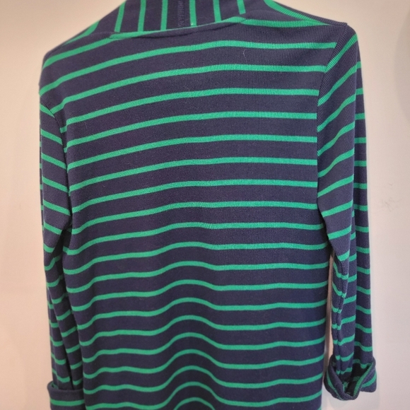 DKR Co Vibrant Knit Black & Green Striped Tuxedo Front Cardigan Sweater Jacket S - Picture 7 of 8